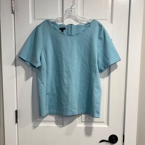 Talbots Sky Blue Scalloped Neck Top Size XL NWT